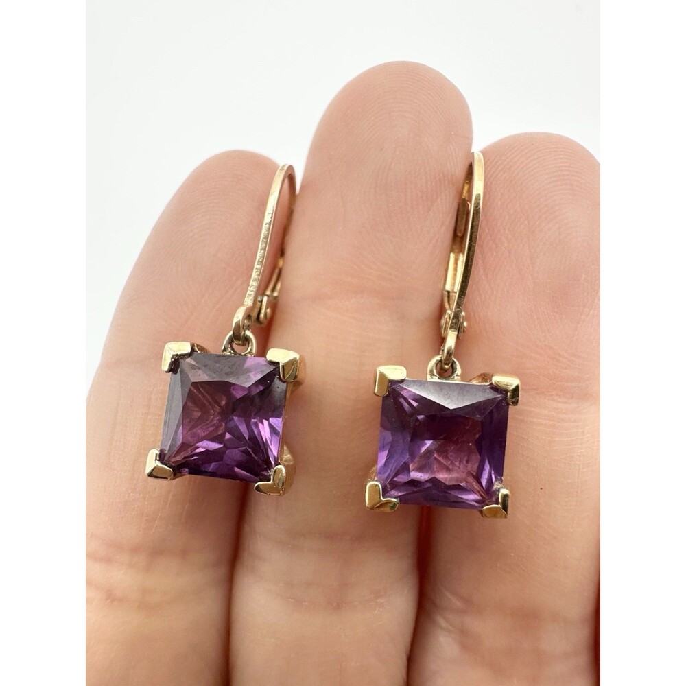 Ross Simons Sterling Silver Gold Vermeil Purple Lab Sapphire Earrings